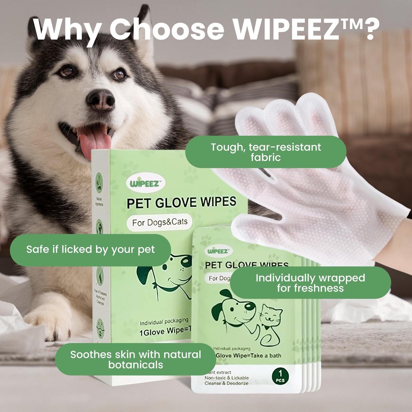 WIPEEZ™ Pet Glove Wipes