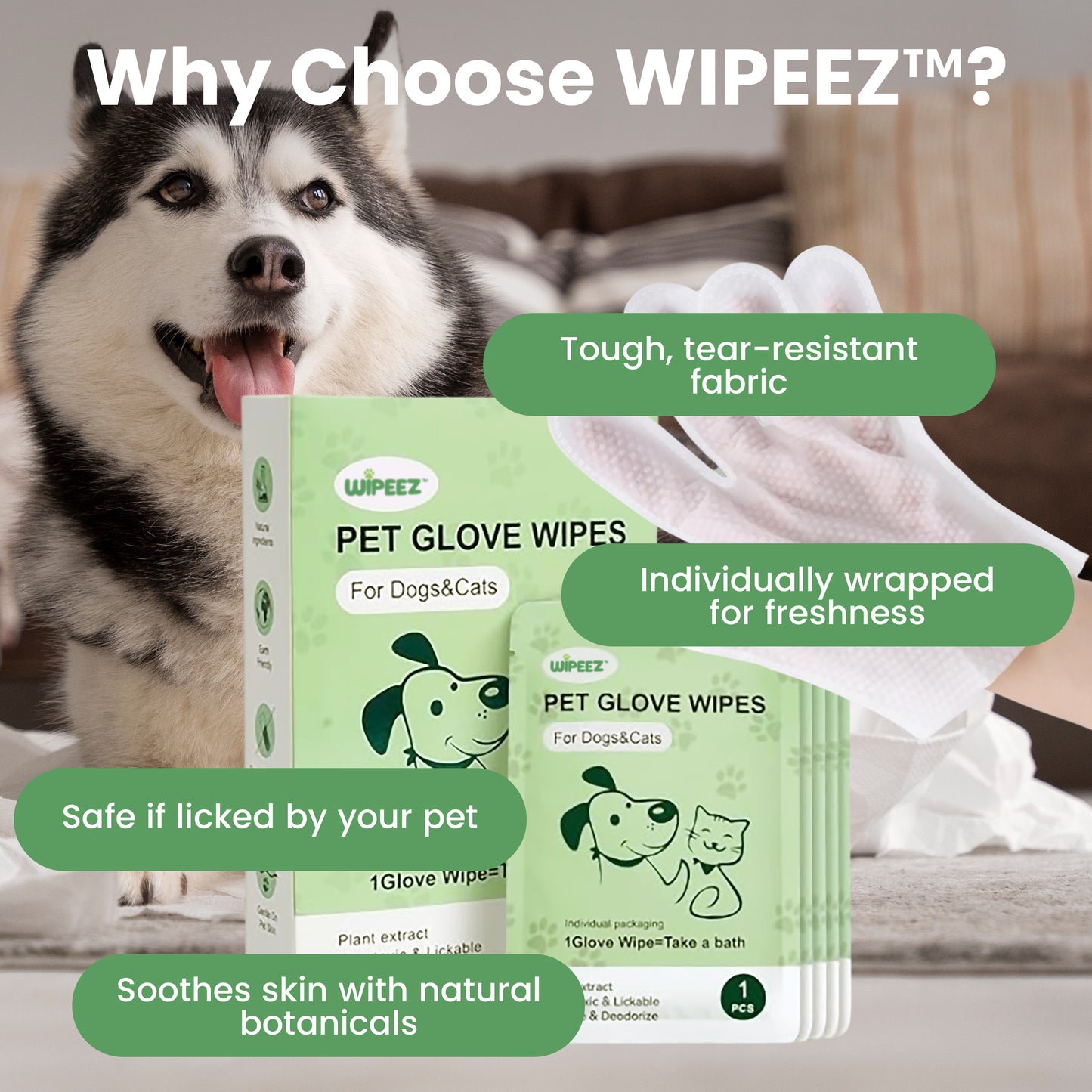 WIPEEZ™ Pet Glove Wipes